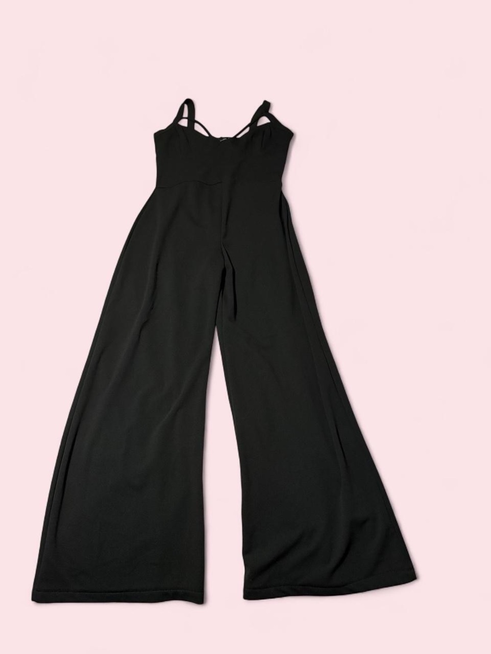 PrettyLittleThing Black Wide-Leg Strappy Jumpsuit